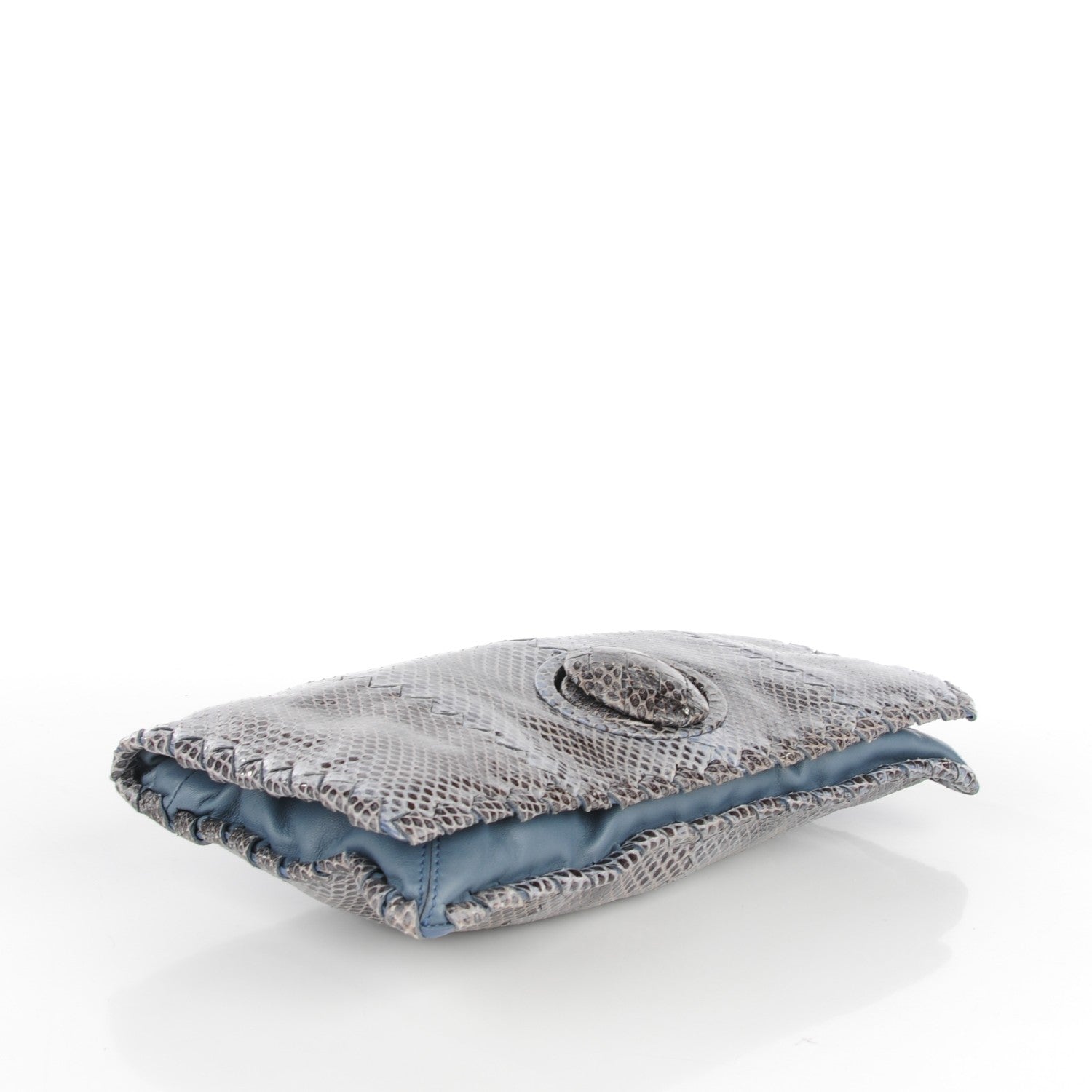 Bottega Veneta Glazed Ayers Livrea Intrecciato Turnlock Clutch Light Blue 4 of 9