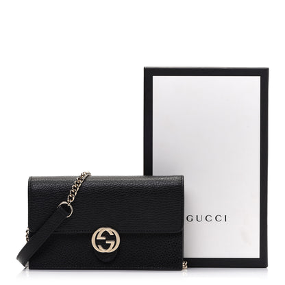 Gucci Dollar Calfskin Interlocking G Chain Wallet Black 14 of 14