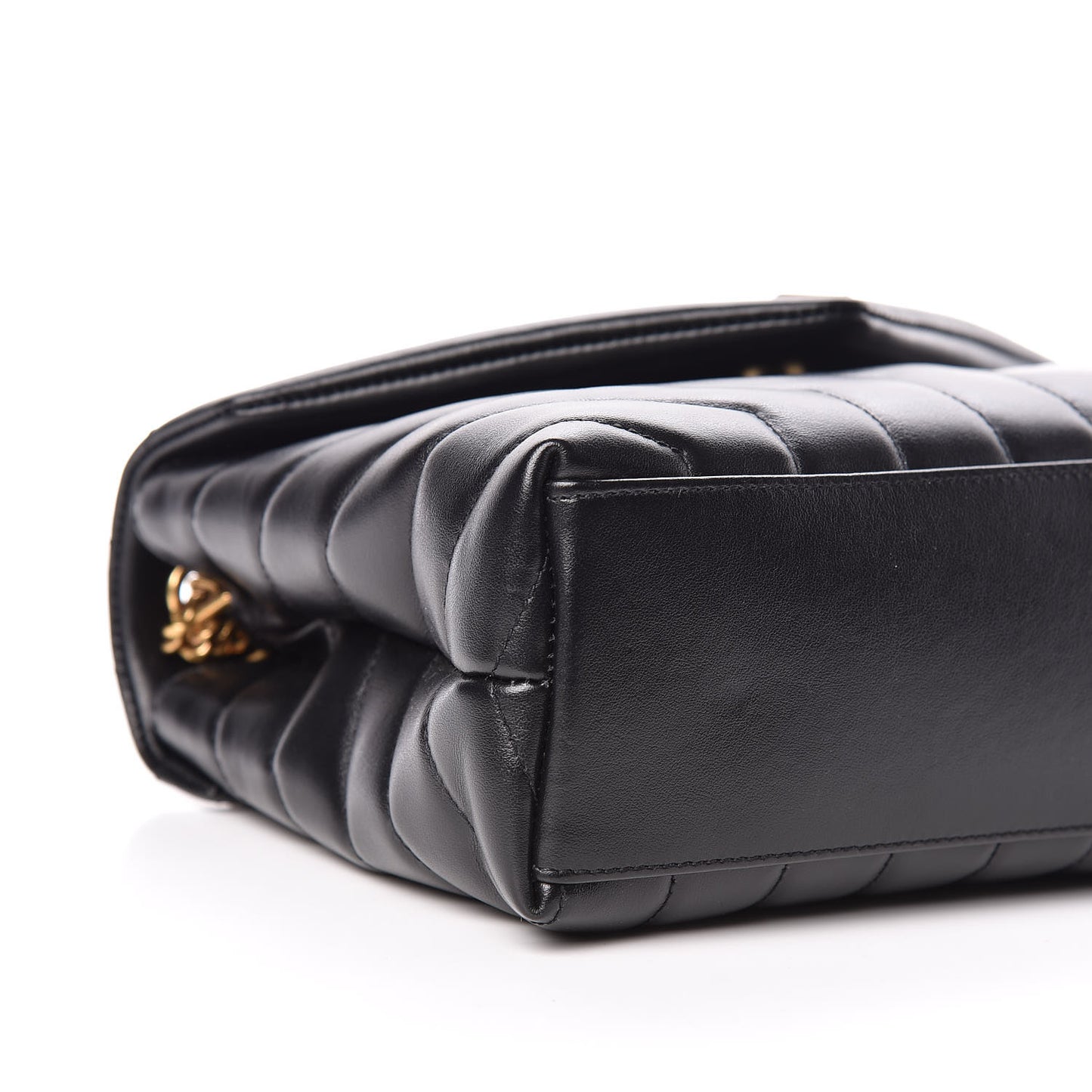 Calfskin Y Quilted Monogram Small Loulou Chain Satchel Black