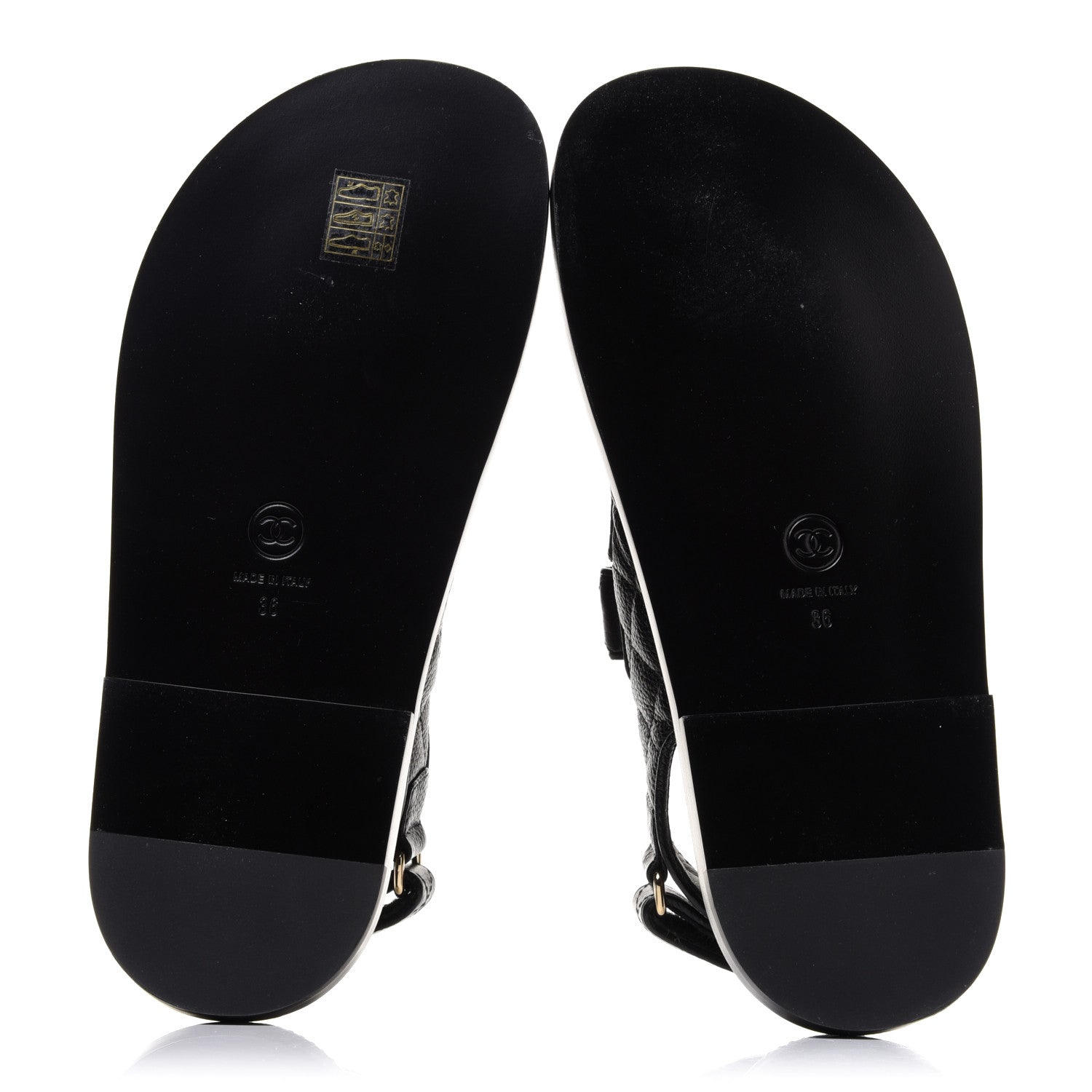Chanel Grained Calfskin Velcro Dad Sandals 36 Black 6 of 10