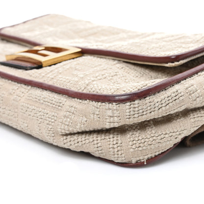 Fendi Sardinian Jacquard Vitello King FF 1974 Embroidered Baguette Corda Praline 9 of 9