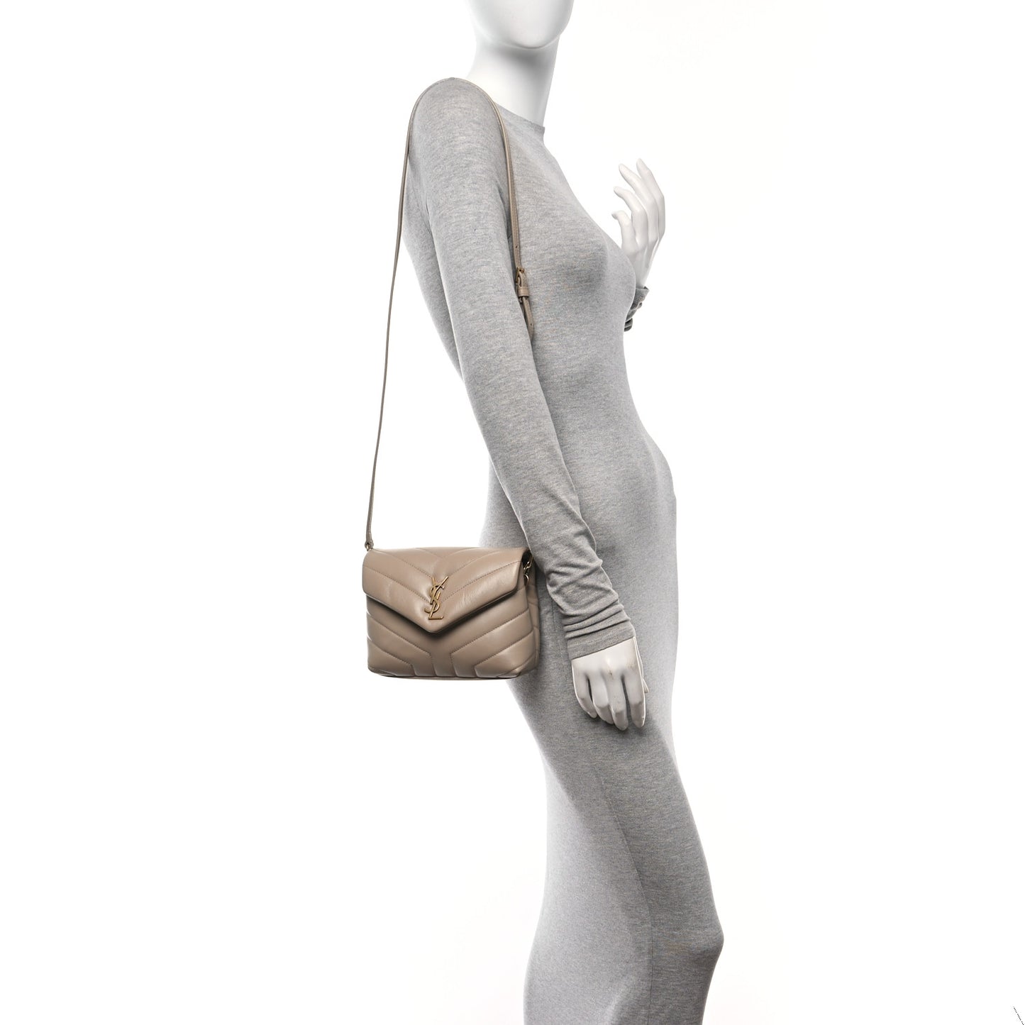 Calfskin Y Quilted Monogram Toy Loulou Crossbody Bag Dark Beige