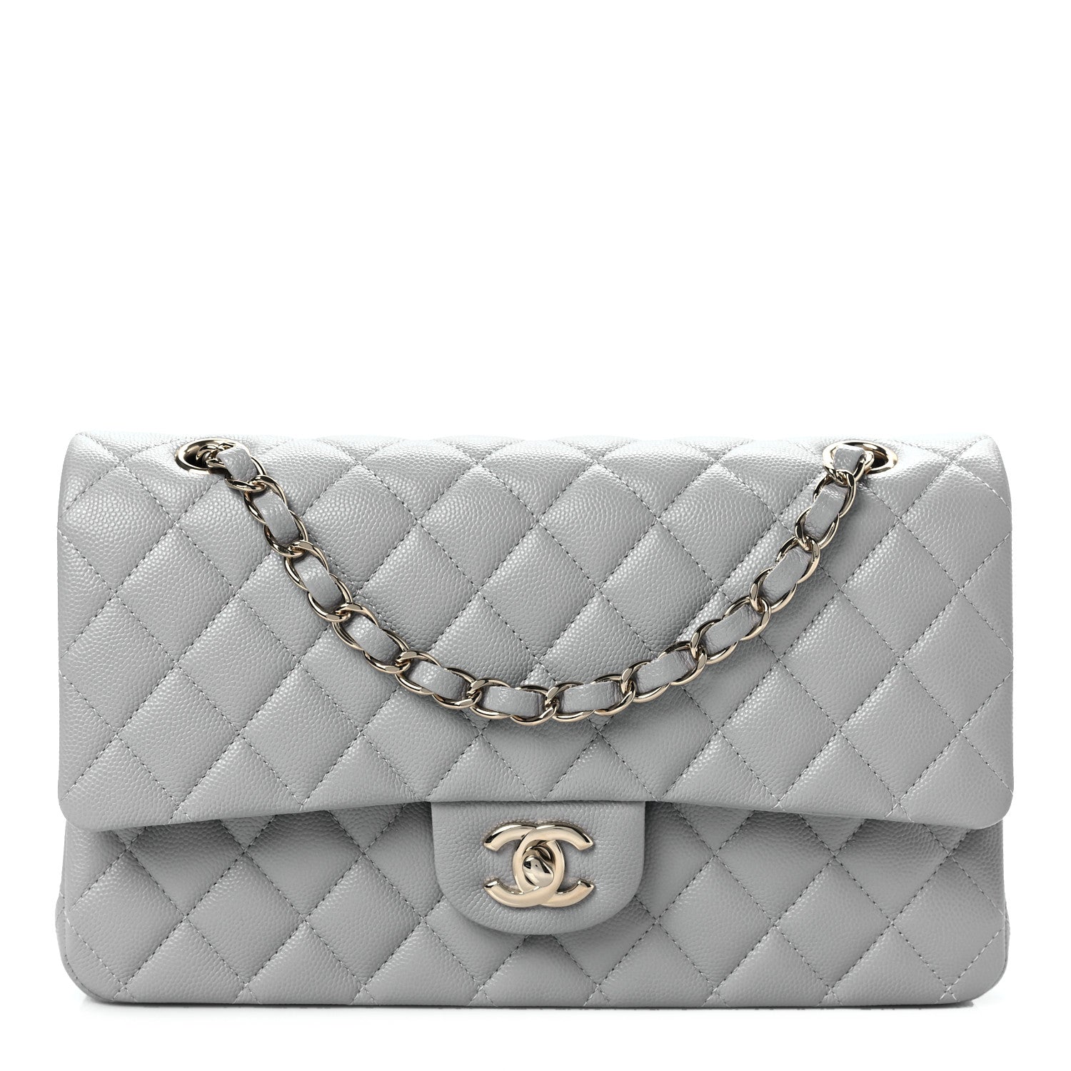 Chanel Caviar Quilted Medium Double Flap Grey 1 of 8