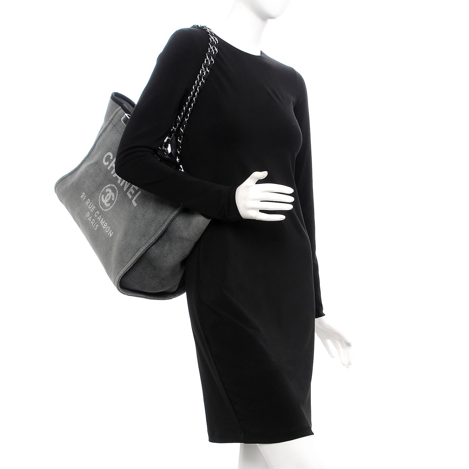 Chanel Canvas Deauville Large Tote Grey 2 of 8
