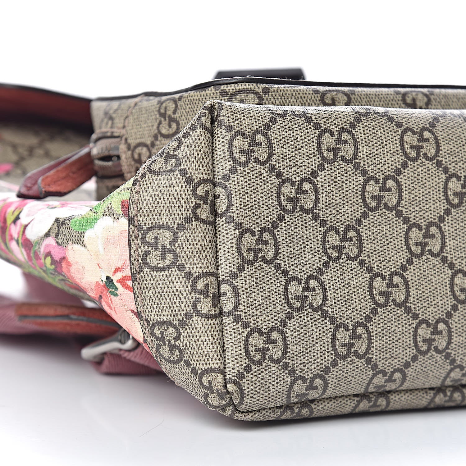 Gucci GG Supreme Monogram Blooms Small Single Buckle Backpack Beige Multicolor Dry Rose 8 of 10
