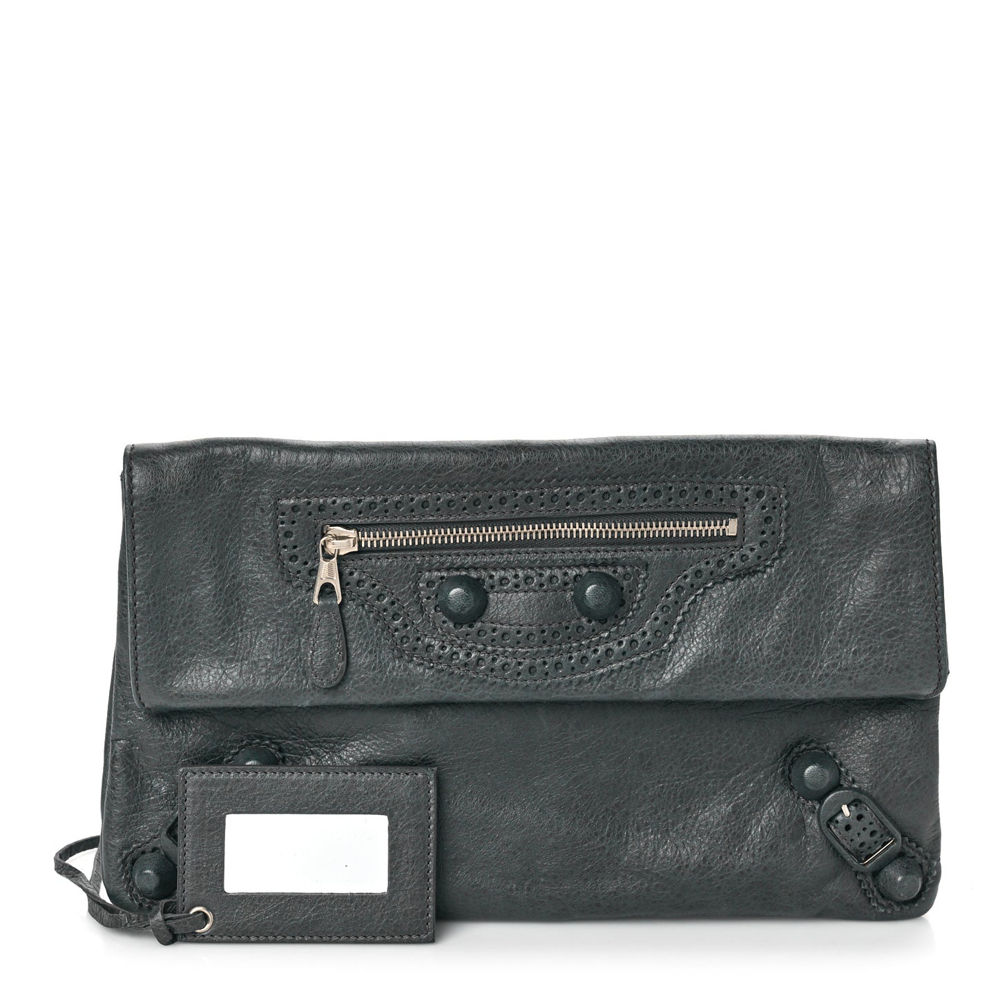 Agneau Giant Brogues Hardware Envelope Clutch Anthracite