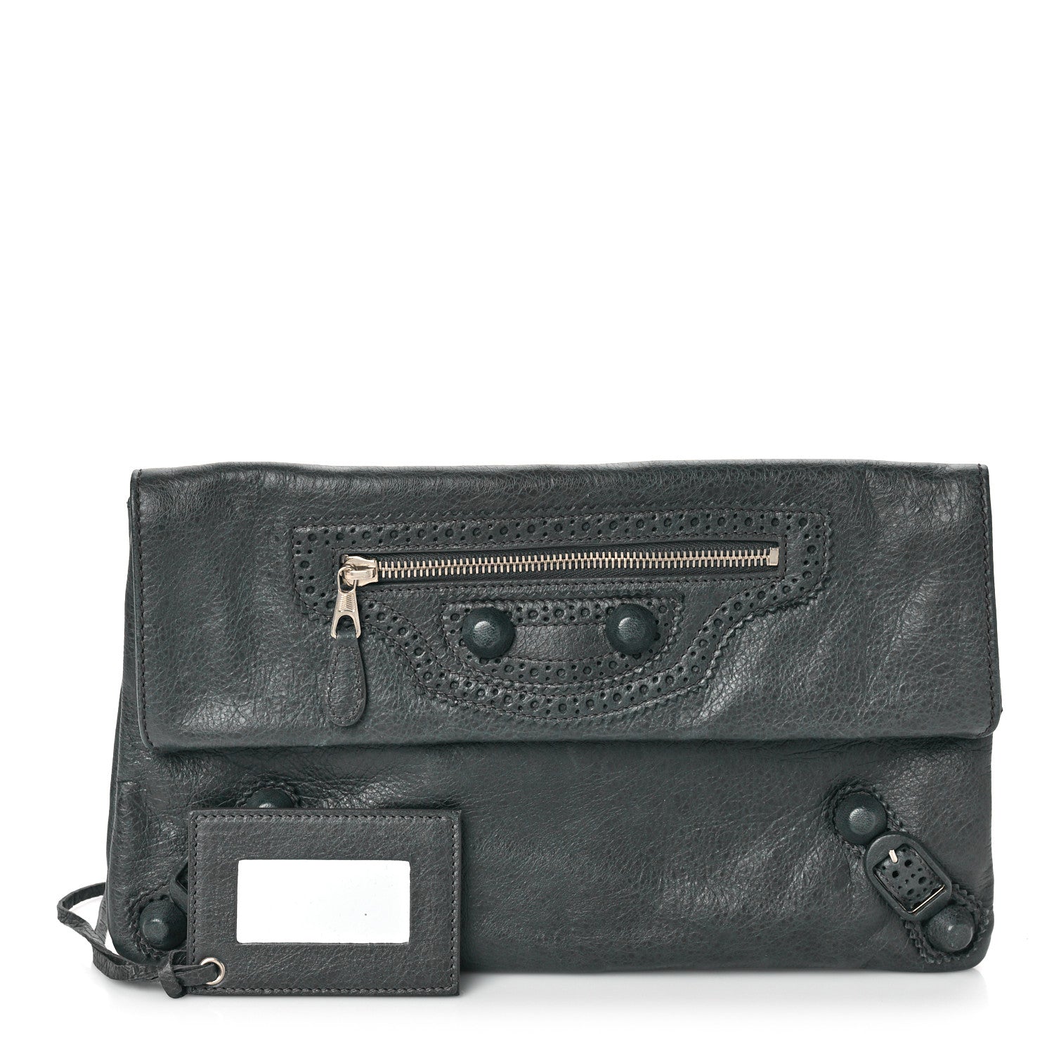 Balenciaga Agneau Giant Brogues Hardware Envelope Clutch Anthracite 1 of 9