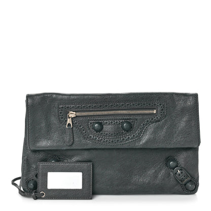 Balenciaga Agneau Giant Brogues Hardware Envelope Clutch Anthracite 1 of 9