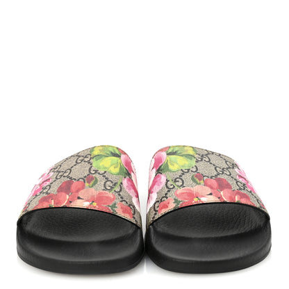 Gucci GG Supreme Monogram Blooms Slide Sandals 38 Beige Multicolor 3 of 8