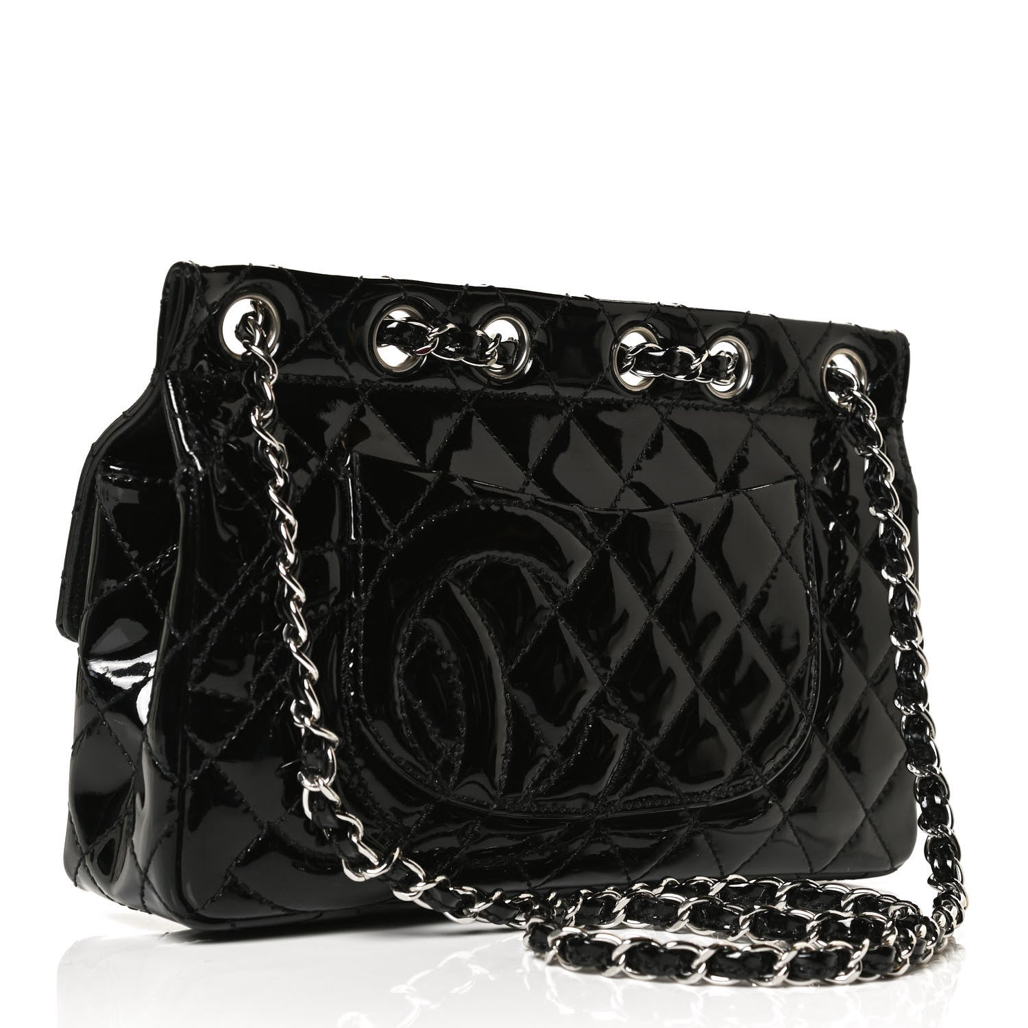 Chanel Patent Quilted Jumbo Diagonal CC Flap Black 3 of 12