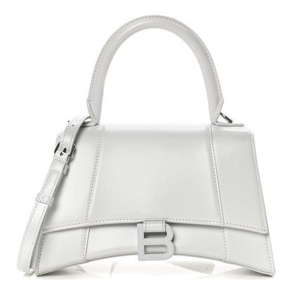 Balenciaga Shiny Box Calfskin Tonal B Small Hourglass Top Handle Bag White 1 of 12