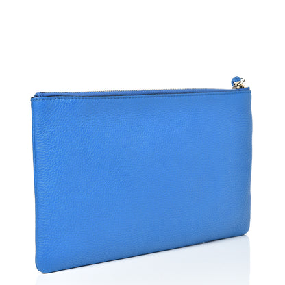 Gucci Pebbled Calfskin Large Bamboo Clutch Blue 2 of 7