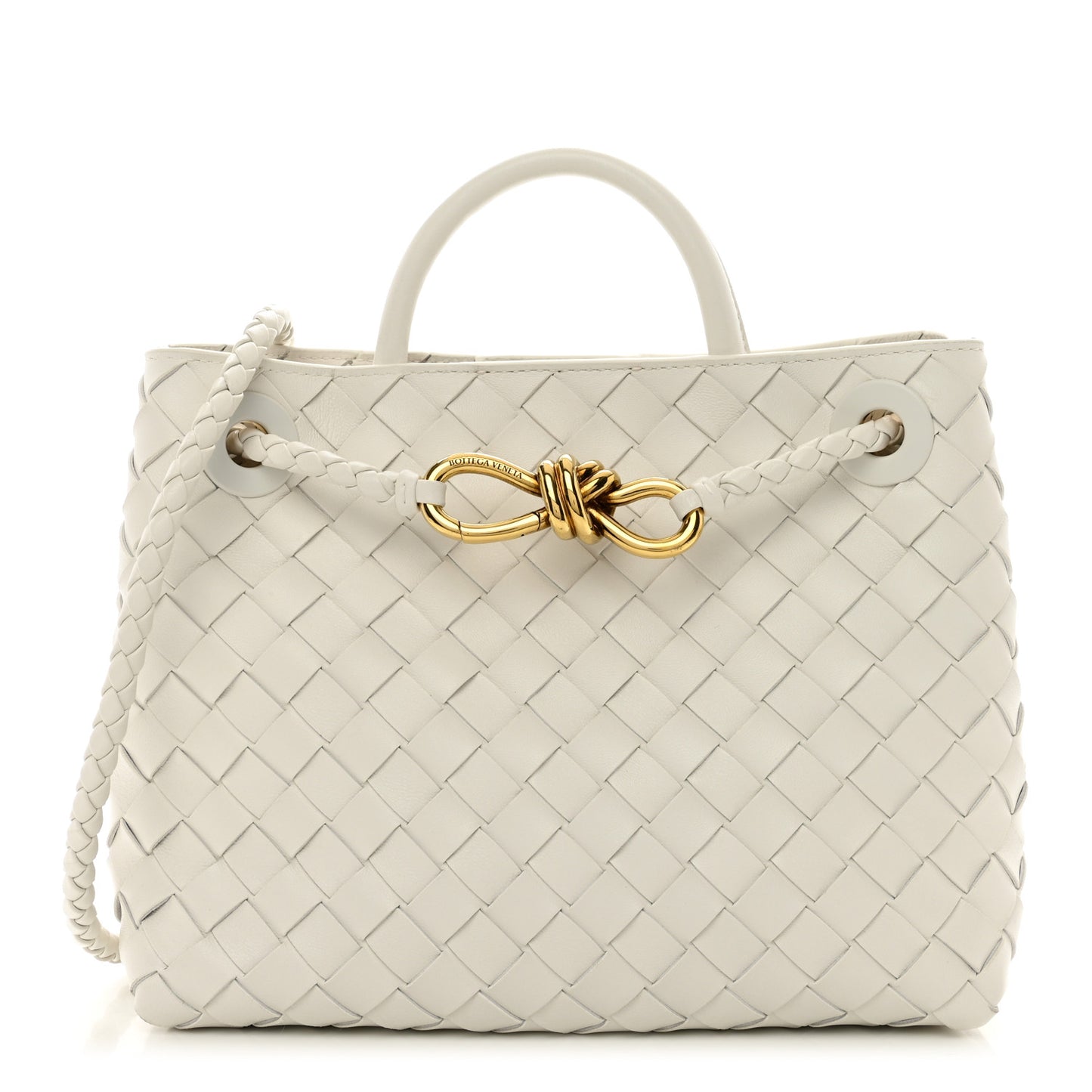 Nappa Intrecciato Small Andiamo Shoulder Bag White