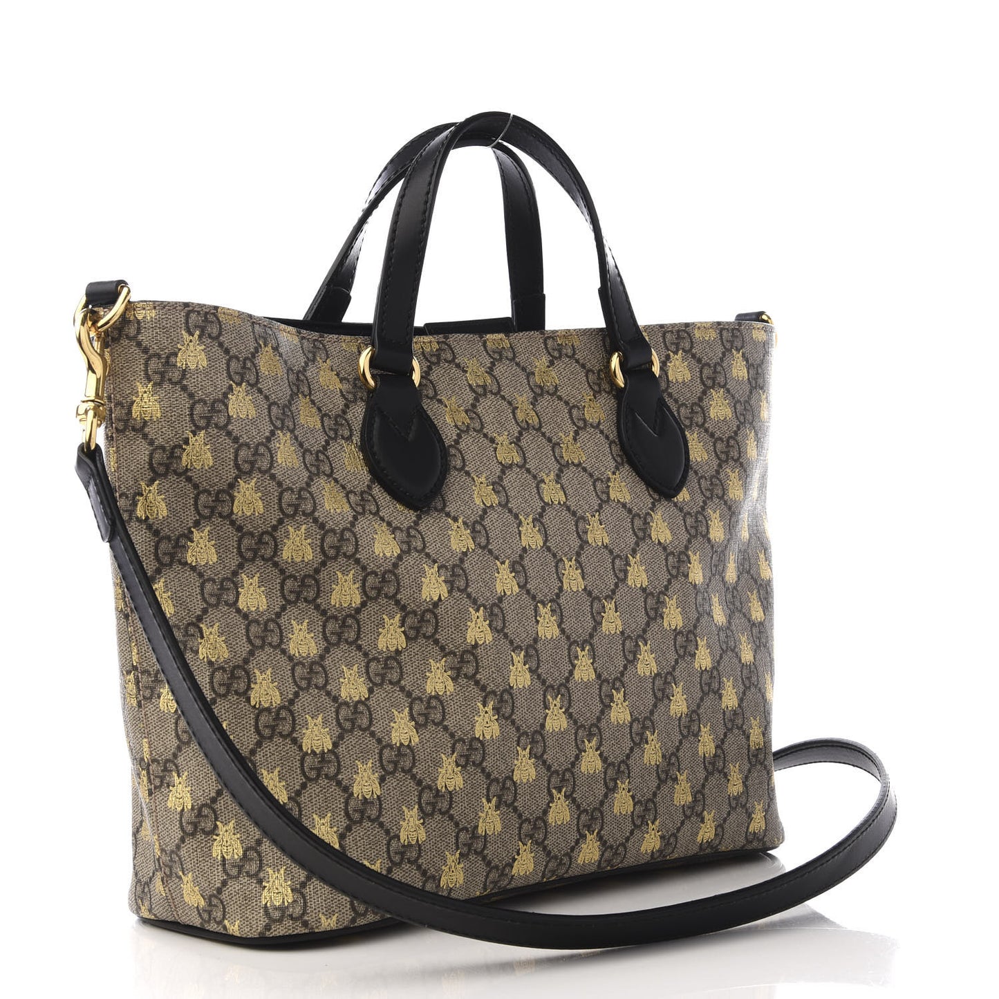 Soft GG Supreme Monogram Bees Small Crossbody Tote Beige Oro Black