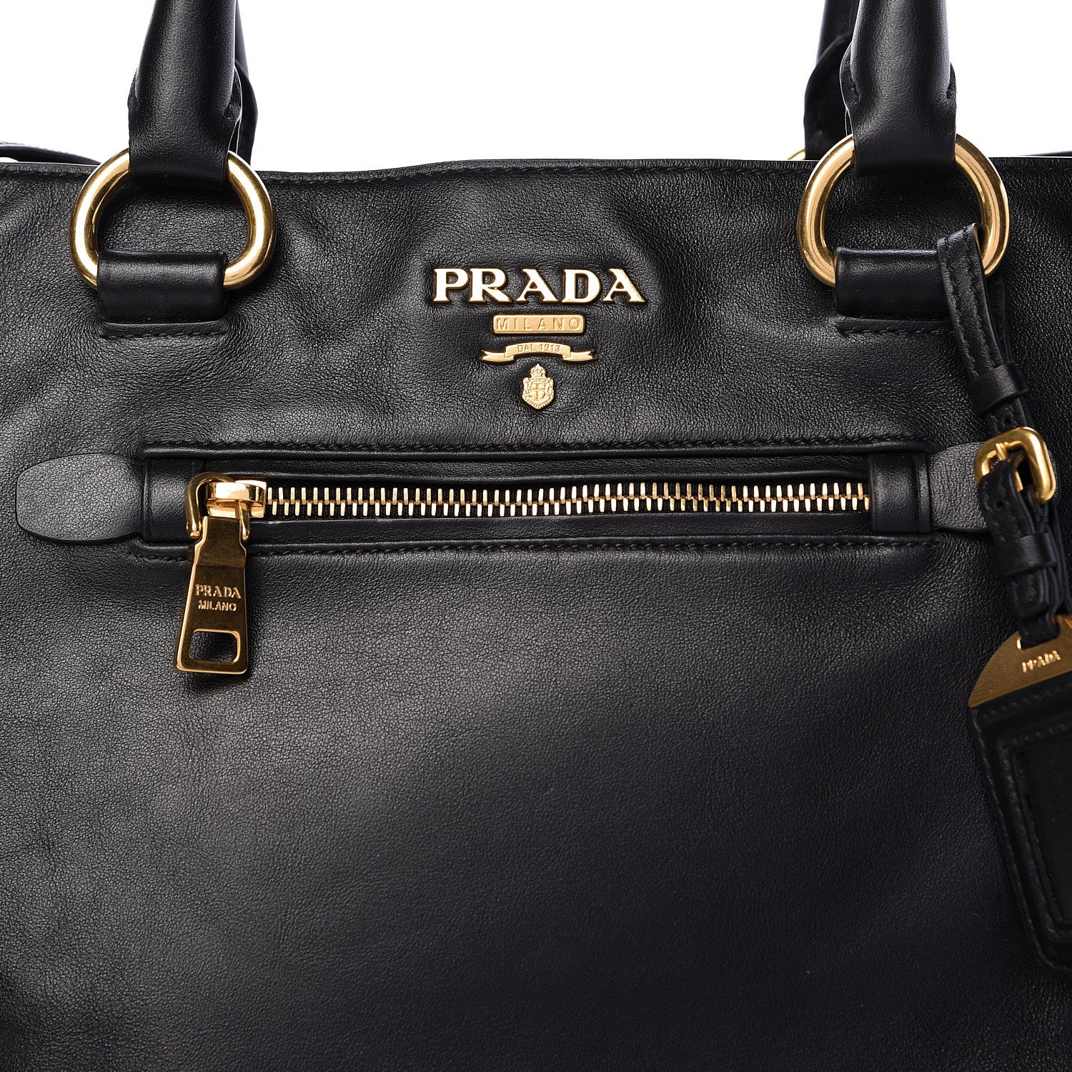 Prada Soft Calf Tote Black 9 of 11