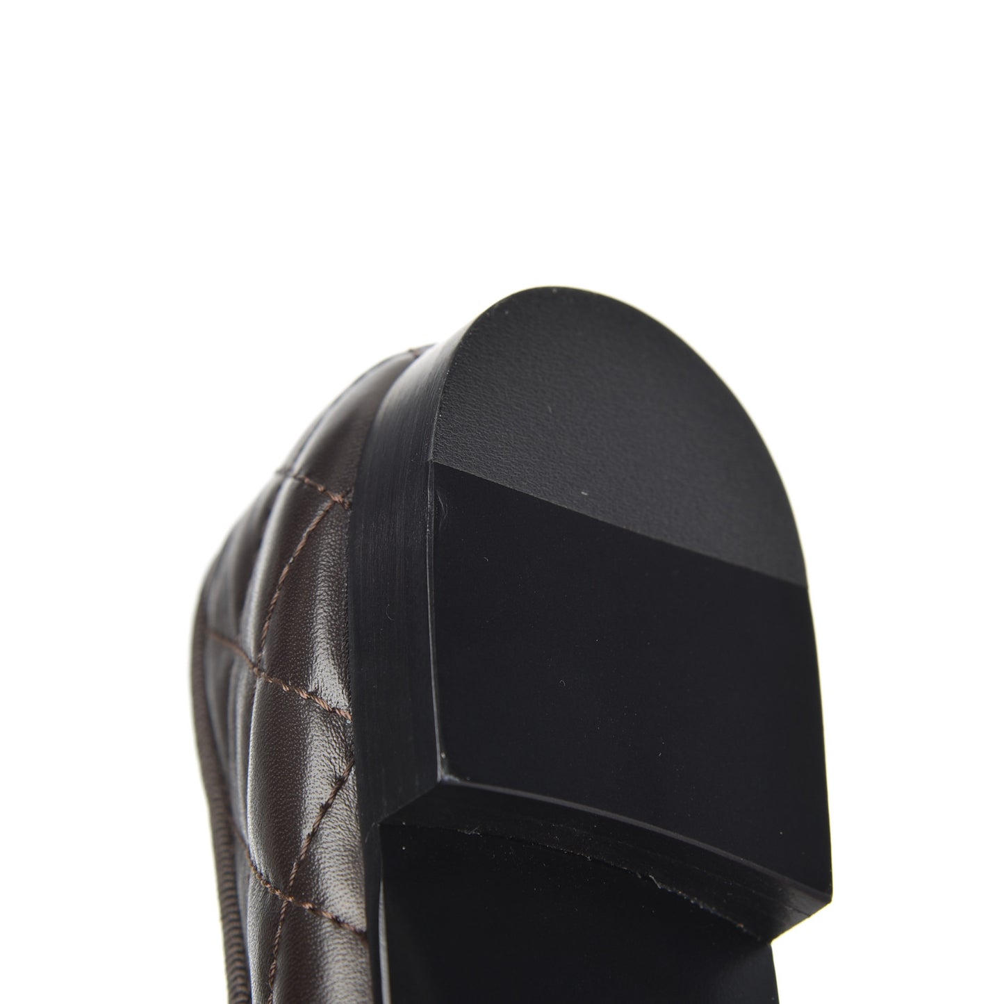 Lambskin Quilted Cap Toe Ballerina Flats 36.5 Dark Brown