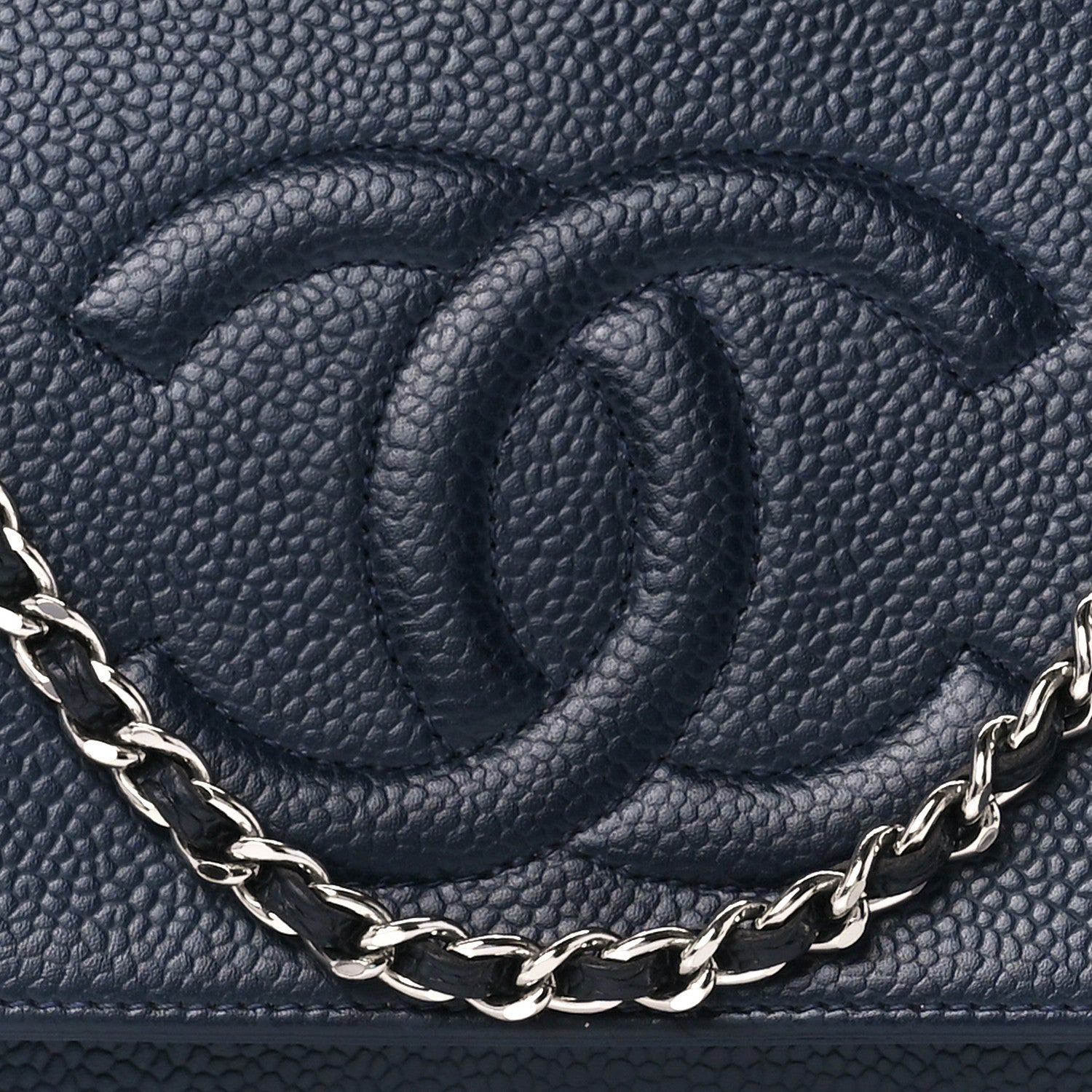 Chanel Caviar Timeless CC Wallet on Chain WOC Navy Blue 9 of 12