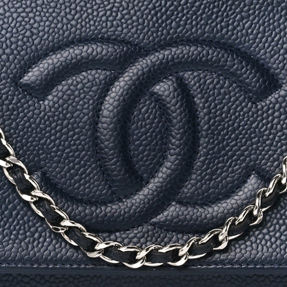 Chanel Caviar Timeless CC Wallet on Chain WOC Navy Blue 9 of 12
