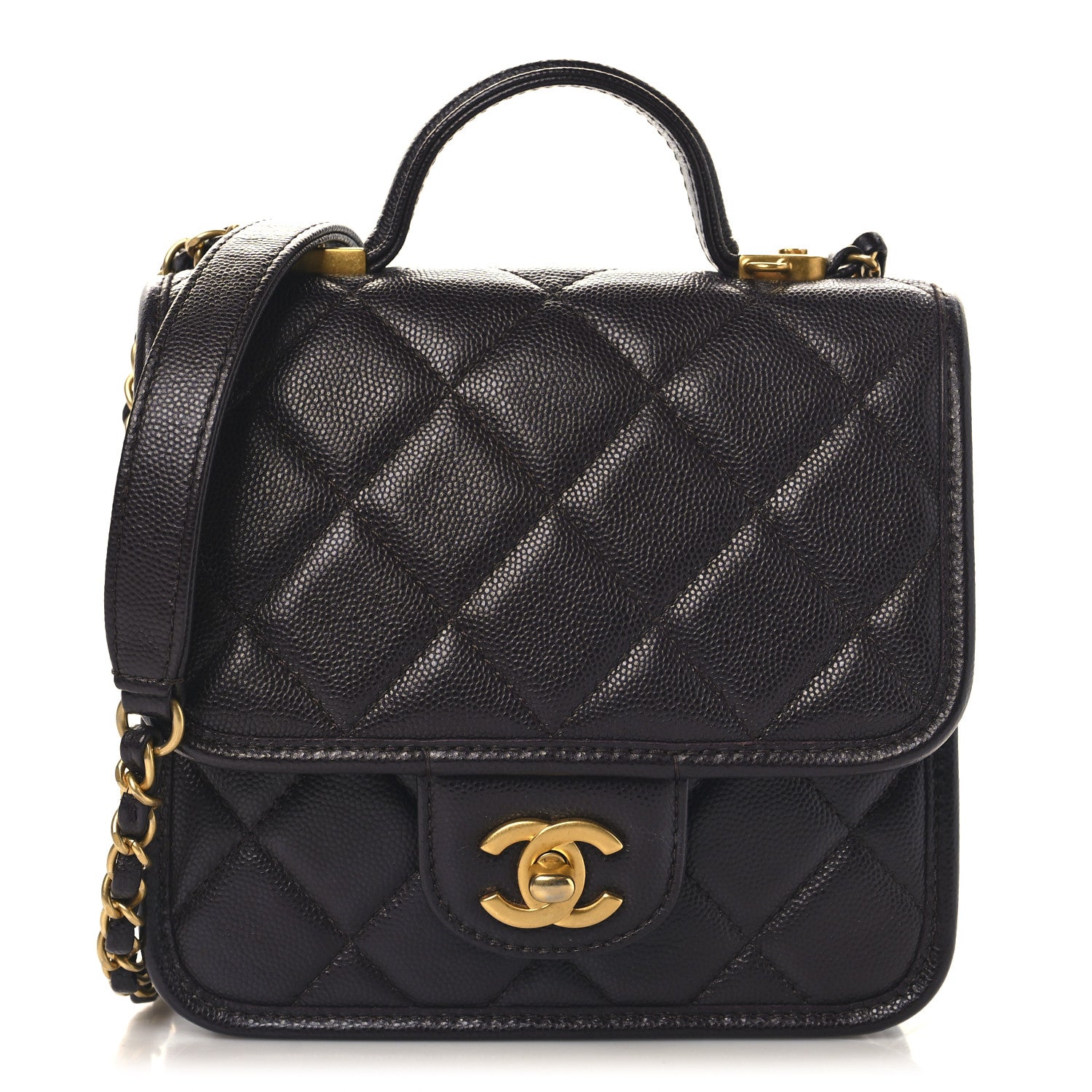 Chanel Caviar School Memory Mini Top Handle Flap Burgundy 1735166