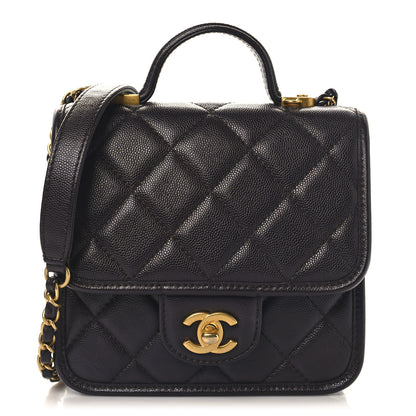 Chanel Caviar School Memory Mini Top Handle Flap  Burgundy 1 of 10