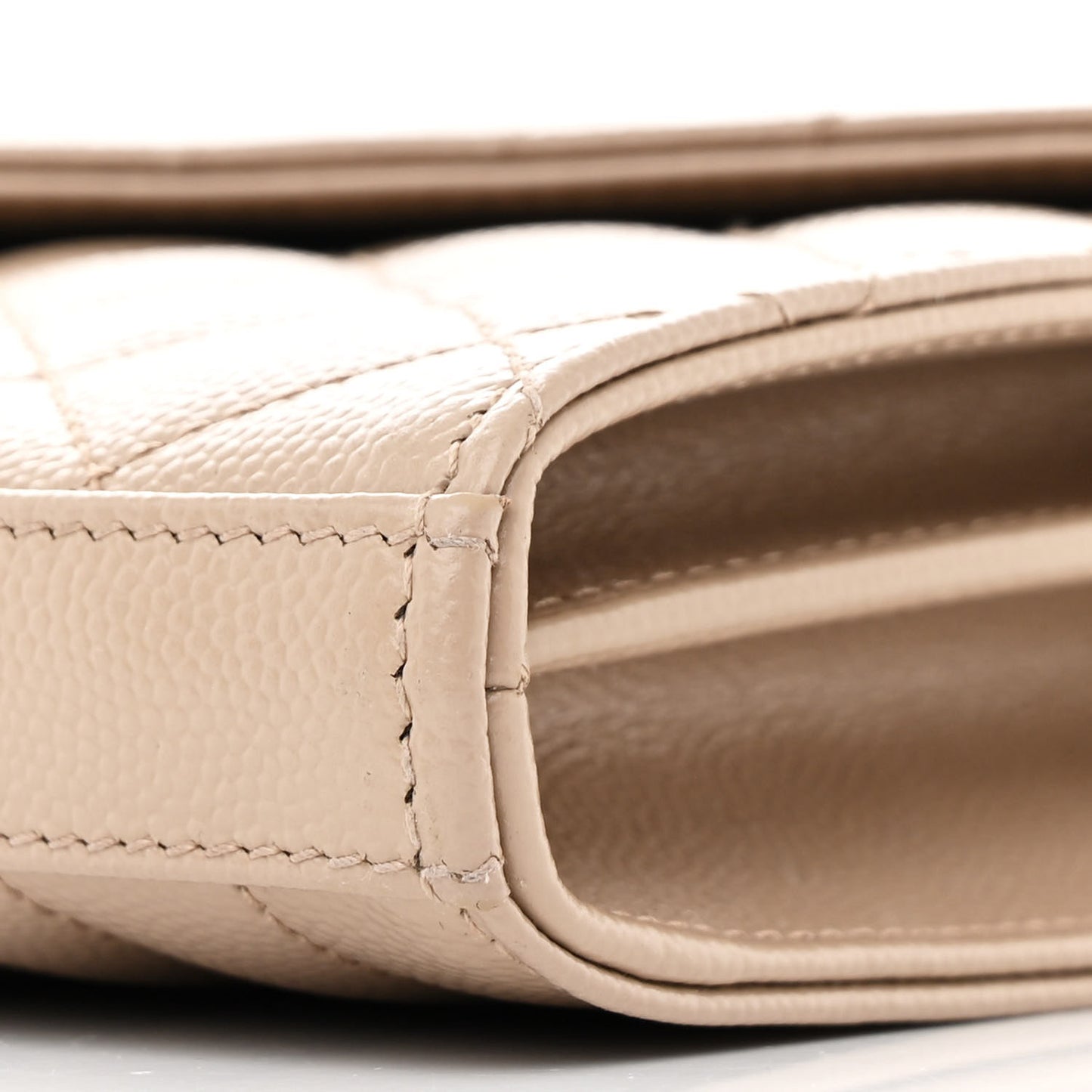 Grain De Poudre Mixed Matelasse Triquilt Monogram Chain Wallet Dark Beige