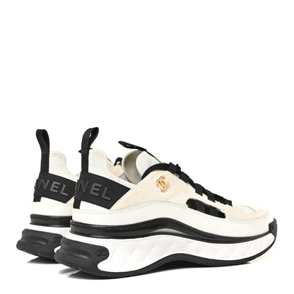 Chanel Fabric Calfskin Suede CC Sneakers 39 Ivory Black 5 of 17