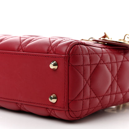 Christian Dior Lambskin Cannage Mini Lady Dior Burgundy 10 of 15