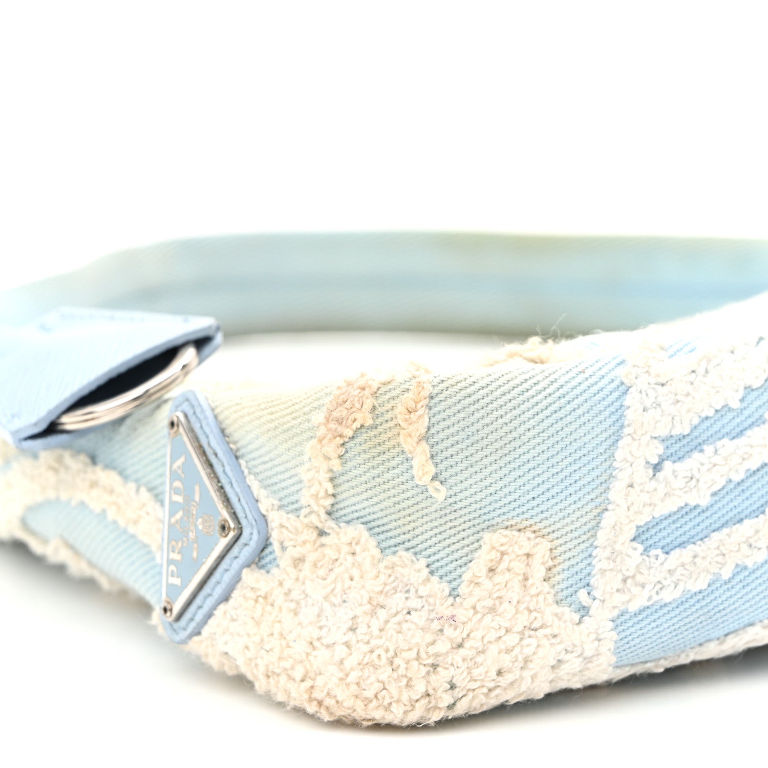 Prada Nylon Embroidered Drill Mini Re-Edition 2000 Bag Sky Blue White 9 of 11