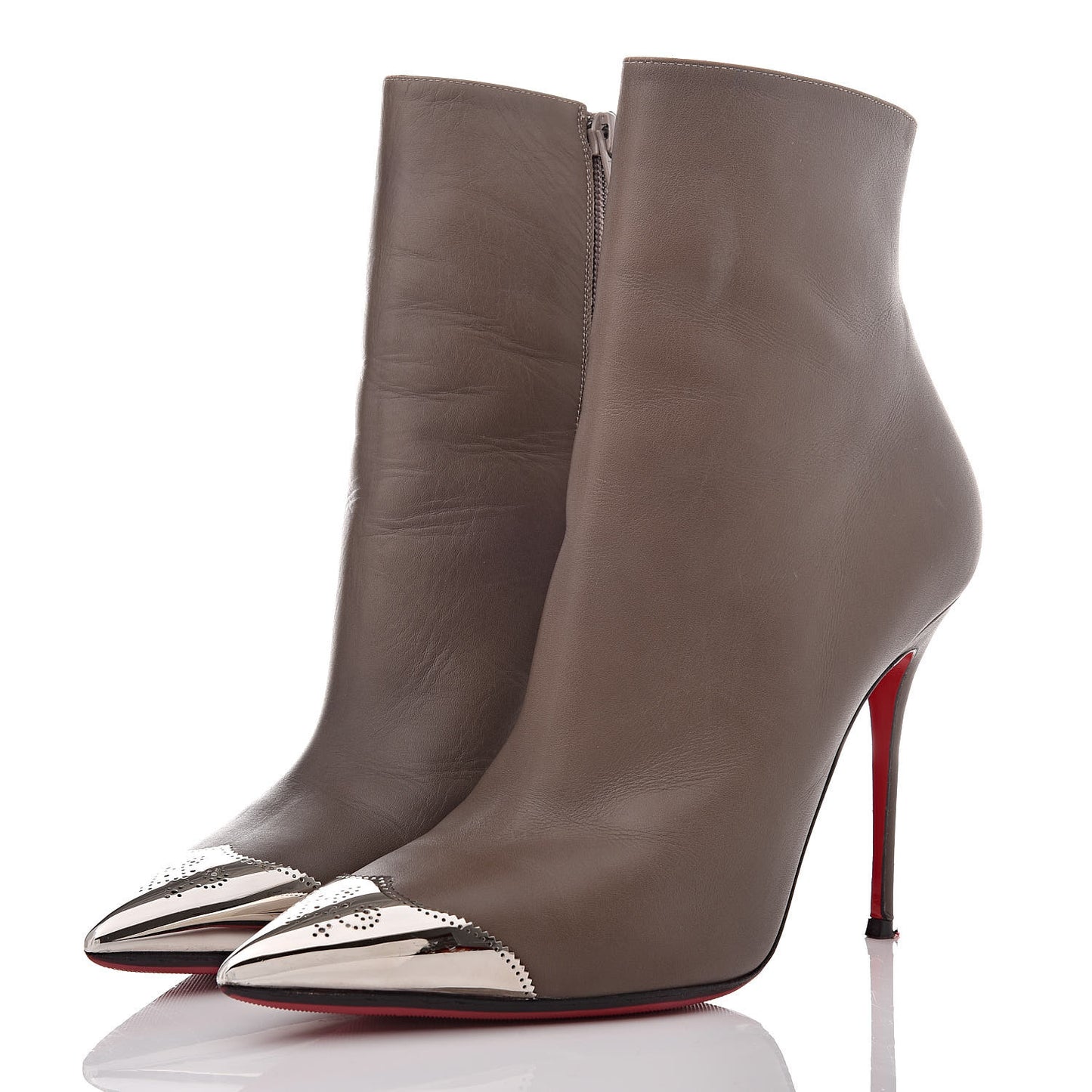 Calfskin Calamijane Booty 100 Ankle Boots 39.5 Majestic Silver