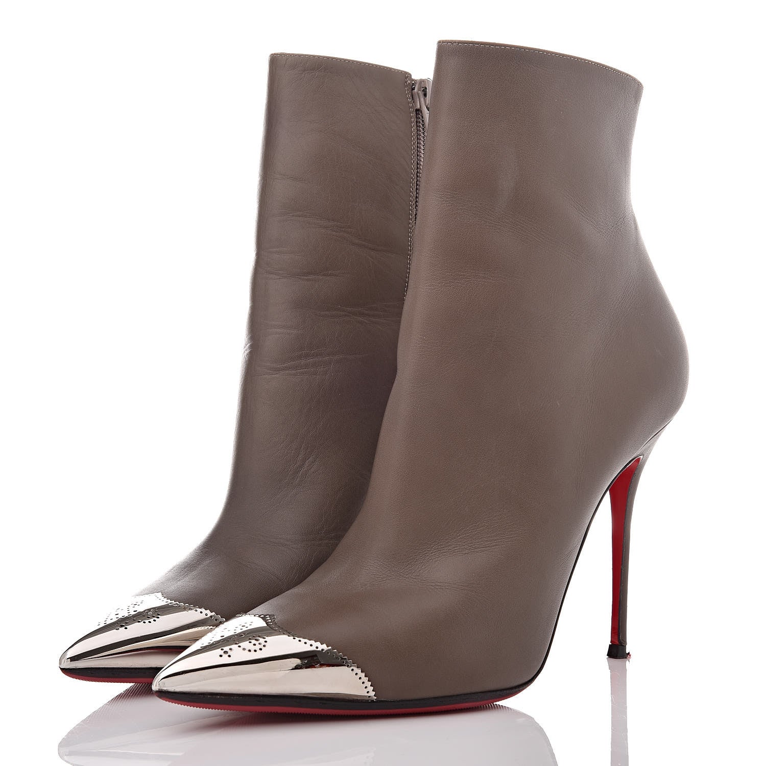 Christian Louboutin Calfskin Calamijane Booty 100 Ankle Boots 39.5 Majestic Silver 3 of 19