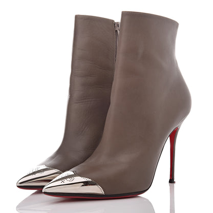 Christian Louboutin Calfskin Calamijane Booty 100 Ankle Boots 39.5 Majestic Silver 3 of 19