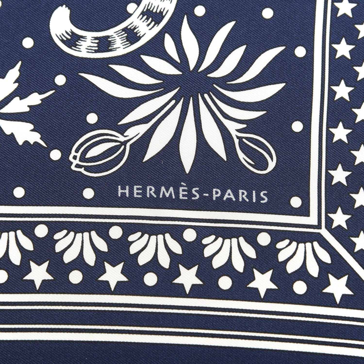 Hermes Silk Les Leopards Bandana Scarf 55 Marine White 2 of 4