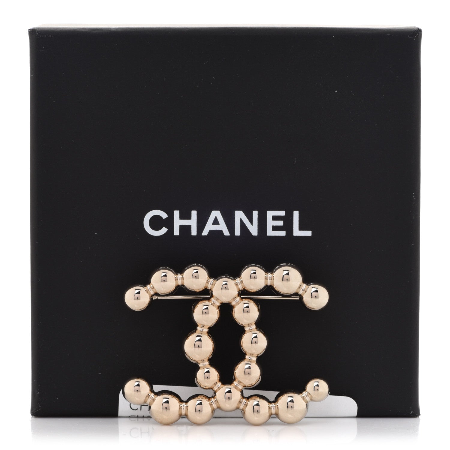 Chanel Metal Beaded CC Brooch Gold 6 of 6