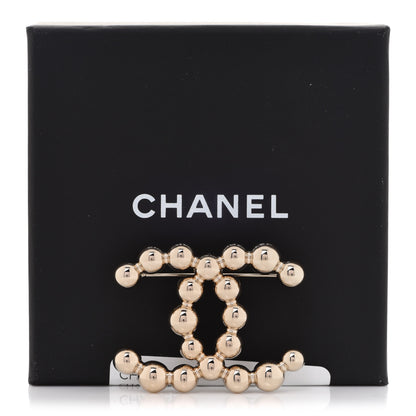 Chanel Metal Beaded CC Brooch Gold 6 of 6