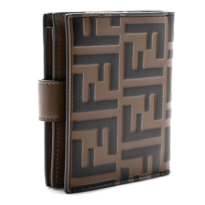 Fendi Vitello Soft F is Fendi Bi-Color FF 1974 Embossed Compact Wallet Maya Black 3 of 10