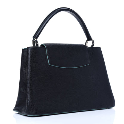 Louis Vuitton Taurillon Capucines MM Black Turquoise 6 of 29