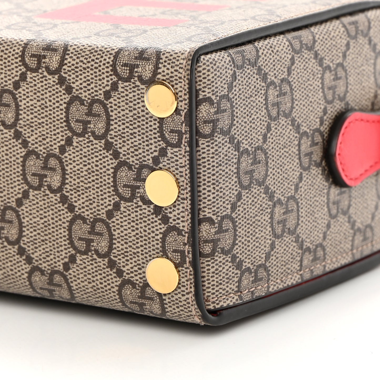 GG Supreme Monogram Moon Calfskin Love Valentines Day Padlock Case Beige Ebony New Geranium