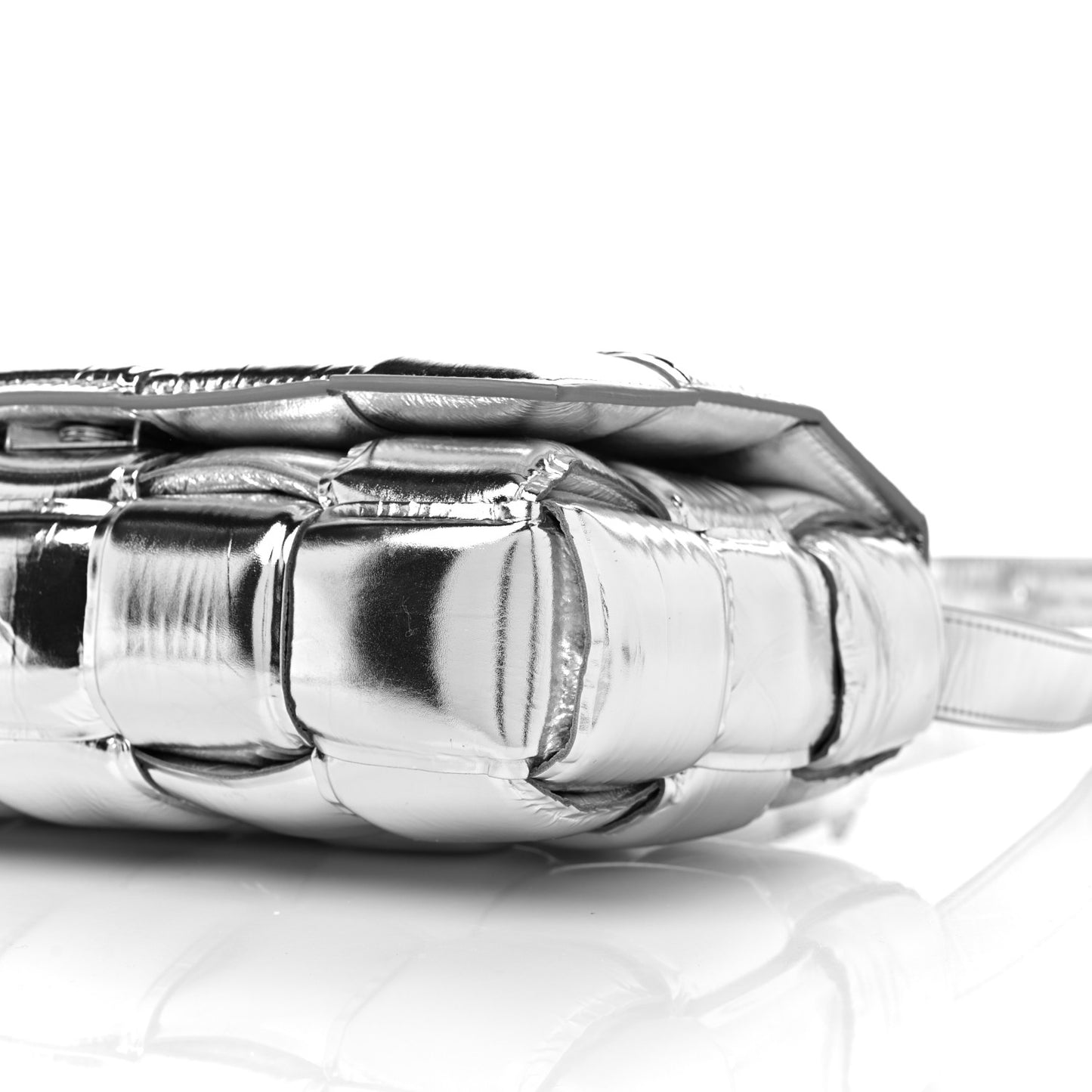 Metallic Lambskin Padded Cassette Crossbody Bag Silver