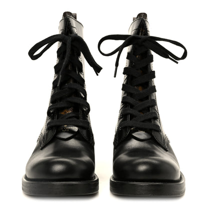 Louis Vuitton Calfskin Monogram Metropolis Flat Ranger Boots 37 Black 3 of 10