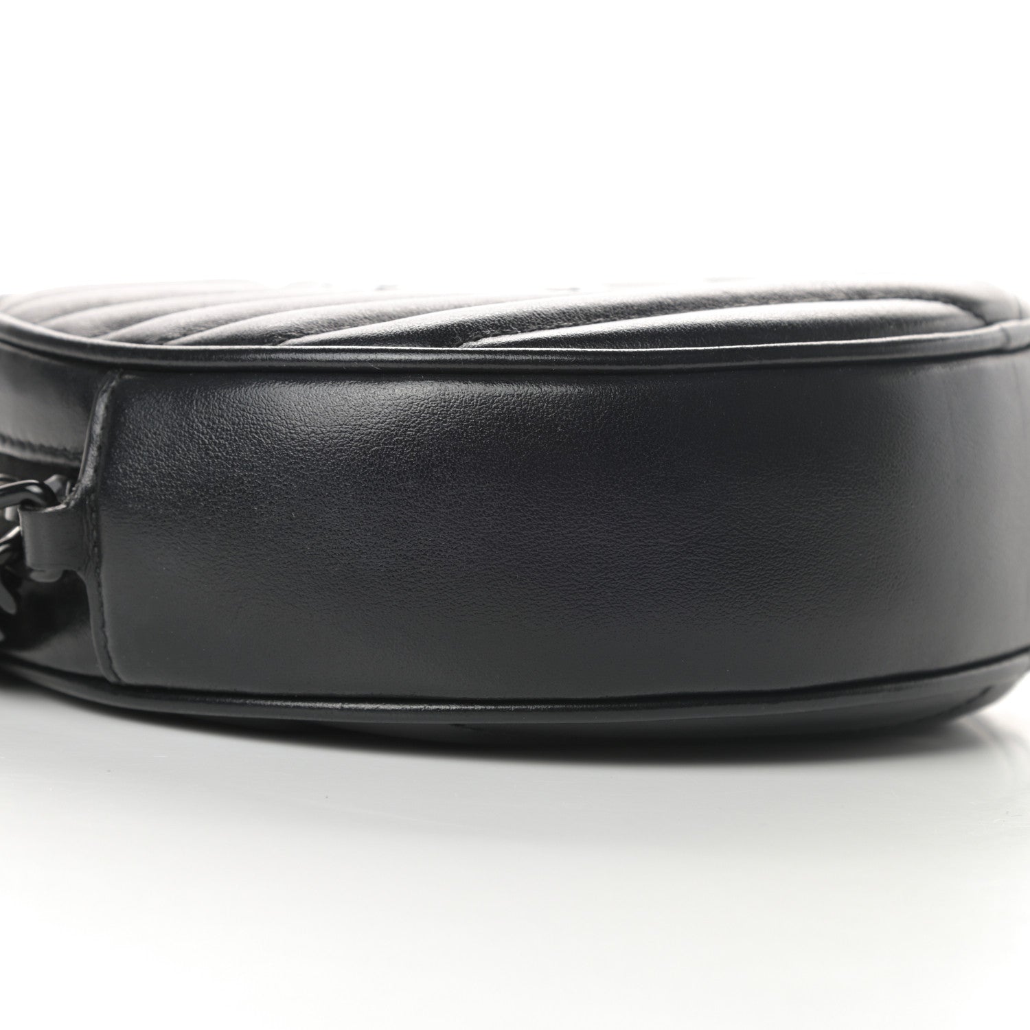 Saint Laurent Calfskin Matelasse Chevron Round Vinyle Camera Bag Black 9 of 13