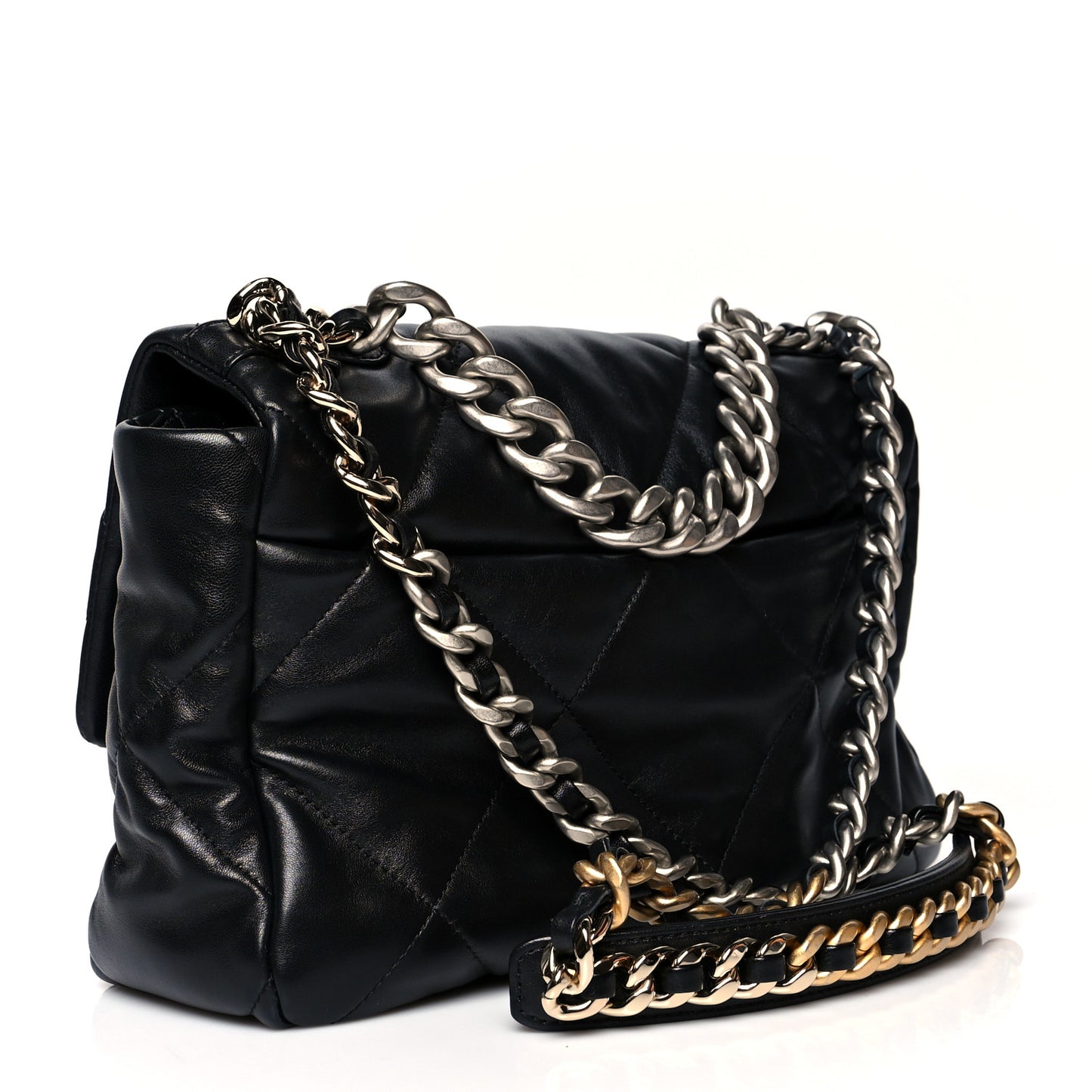 Lambskin Quilted Large Chanel 19 Flap Black