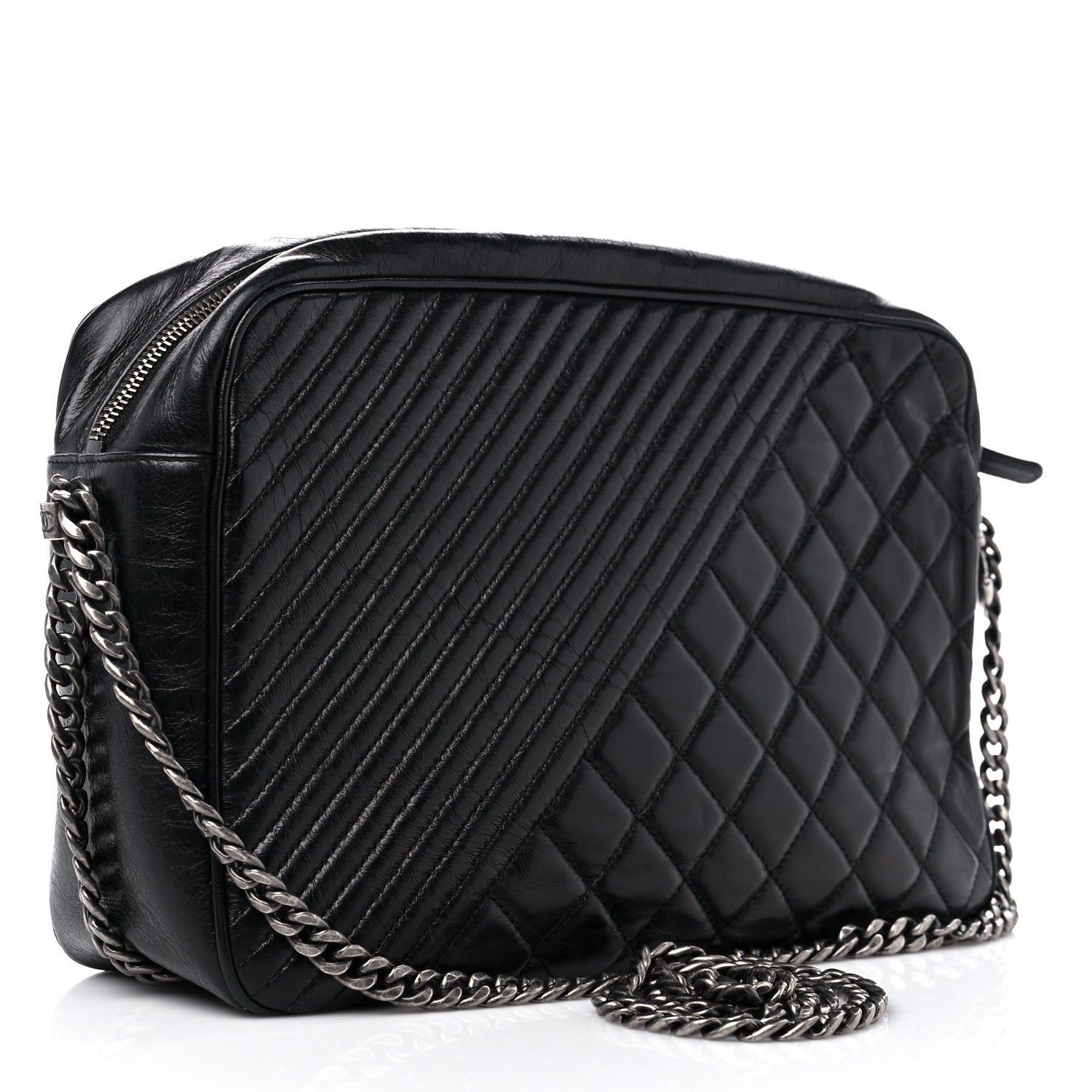 Chanel Glazed Calfskin Coco Boy Camera Case Black 2 of 14