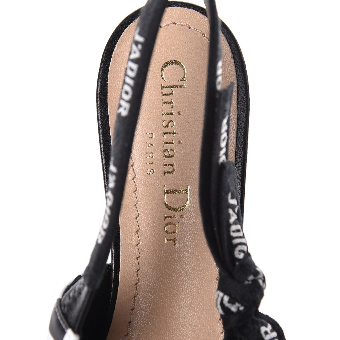 Calfskin Ribbon Checker Print J'Adior Slingback Ballet Flats 36 Black White