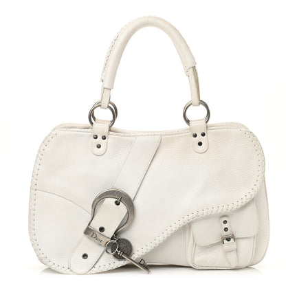 Christian Dior Calfskin Braided Gaucho Double Saddle Bag White 1 of 17