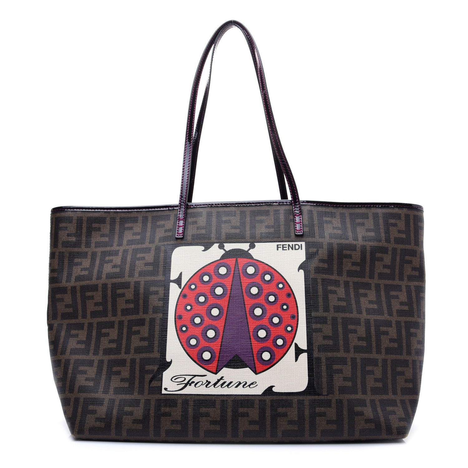Fendi Zucca Spalmati Clover Lady Bug Roll Tote Tobacco 1 of 11