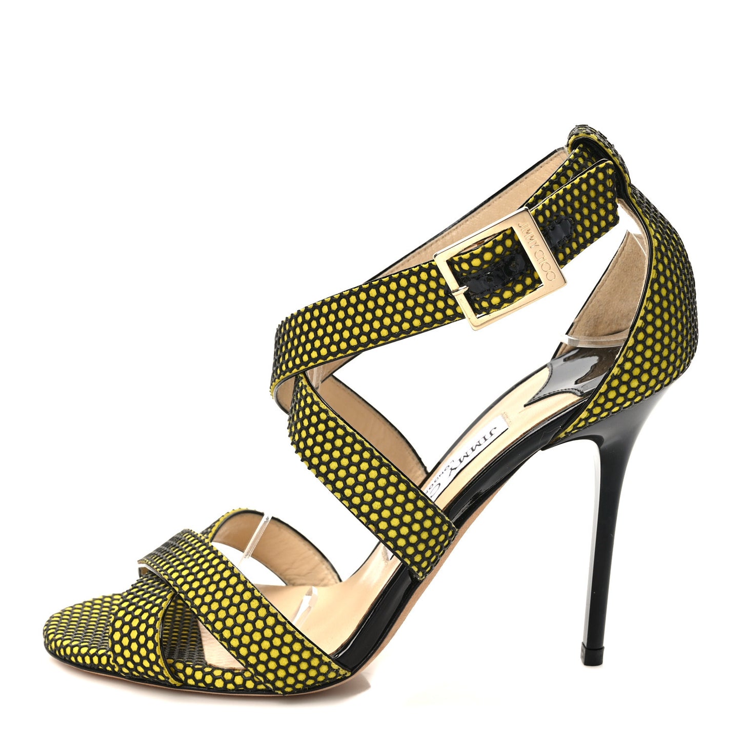 Suede Honeycomb Crisscross Sandals 37 Acid Yellow