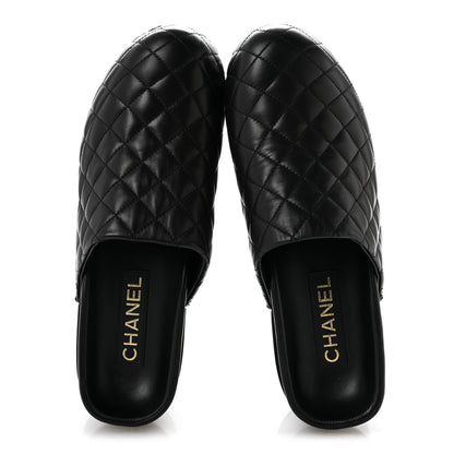 Chanel Lambskin Quilted CC Clogs 39 Black 2 of 12