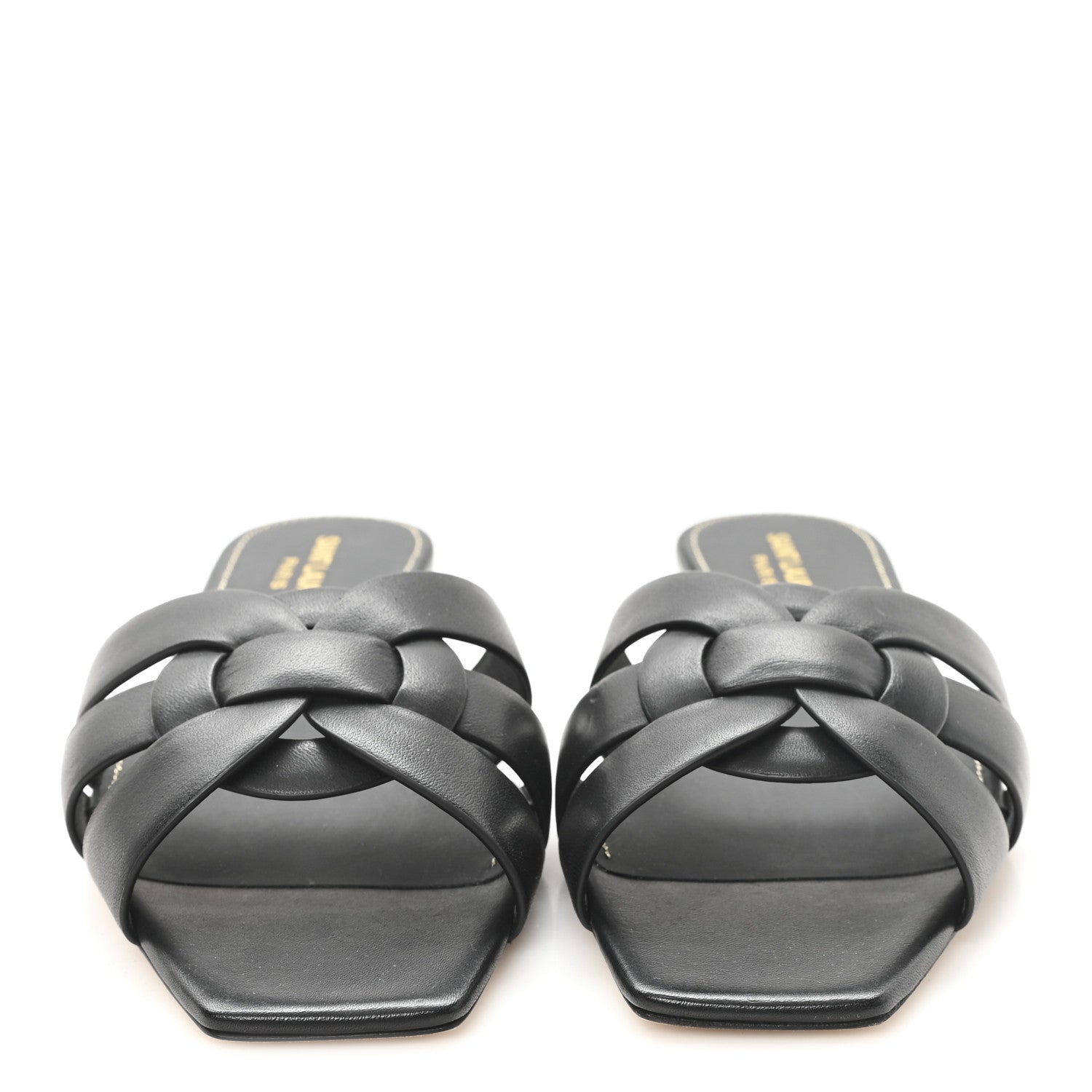 Saint Laurent Calfskin Tribute 05 Slide Sandals 39.5 Black 3 of 9