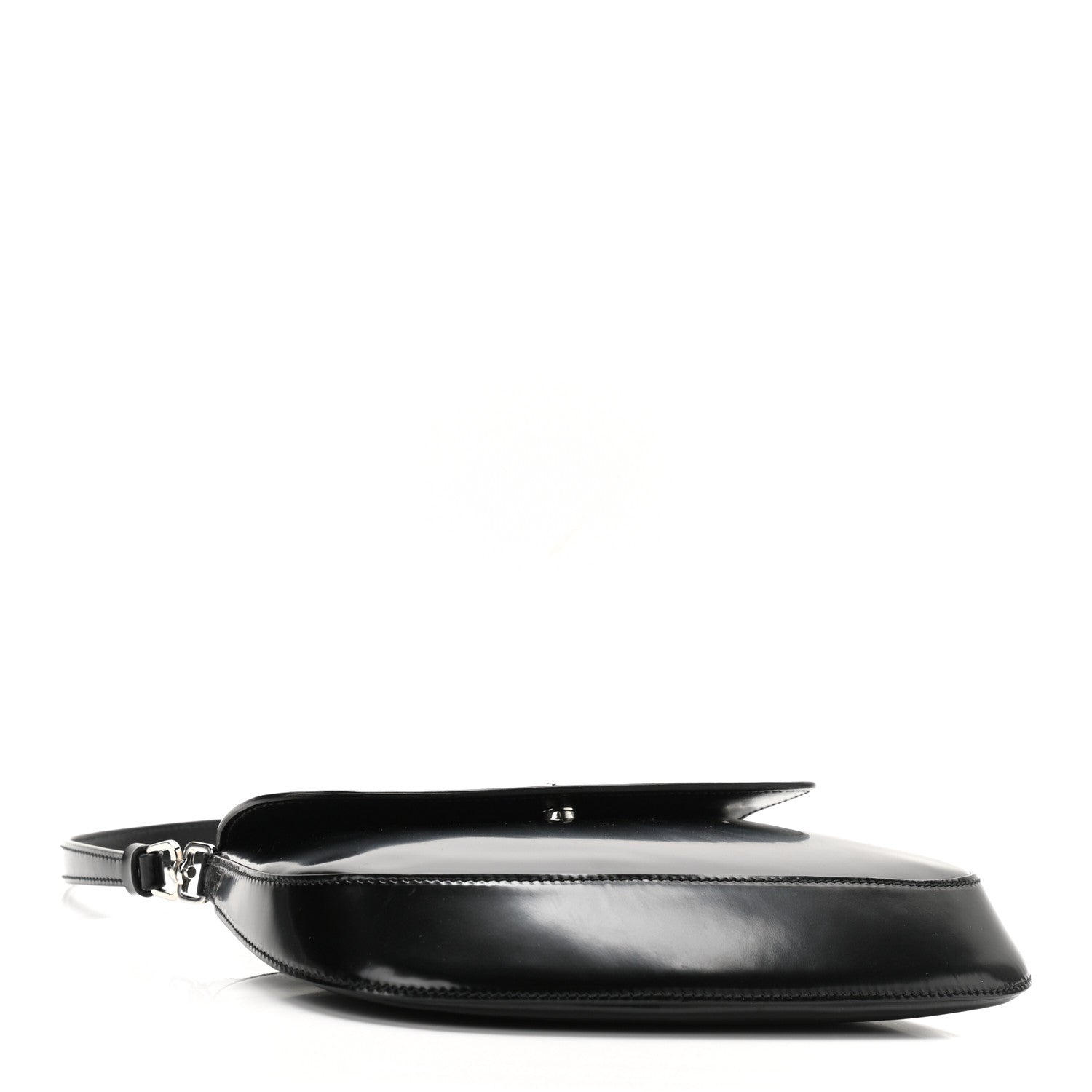 Prada Spazzolato Cleo Flap Shoulder Bag Black 4 of 9