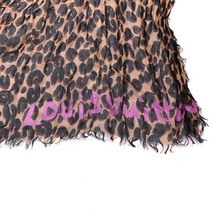 Louis Vuitton Cashmere Silk Leopard Etole Stole Marron 4 of 4